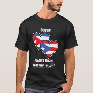 T-shirt Coeur de Cubain Portoricain Drapeaux Qu'est-ce qu'