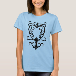 T-shirt Coeur de défilement gothique damassé élégant