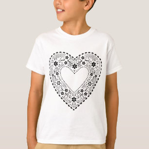 T-shirt Coeur de dentelle noire
