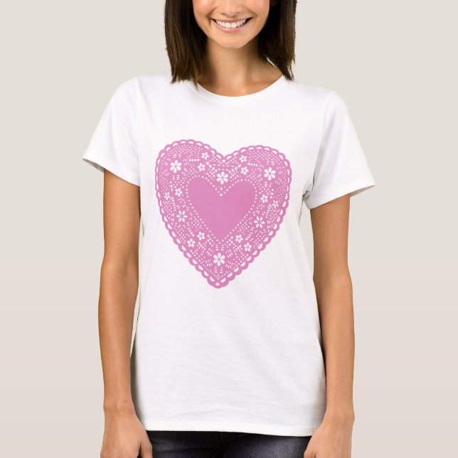 T-shirt Coeur de dentelle rose (Devant)