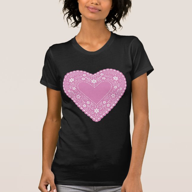T-shirt Coeur de dentelle rose (Devant)