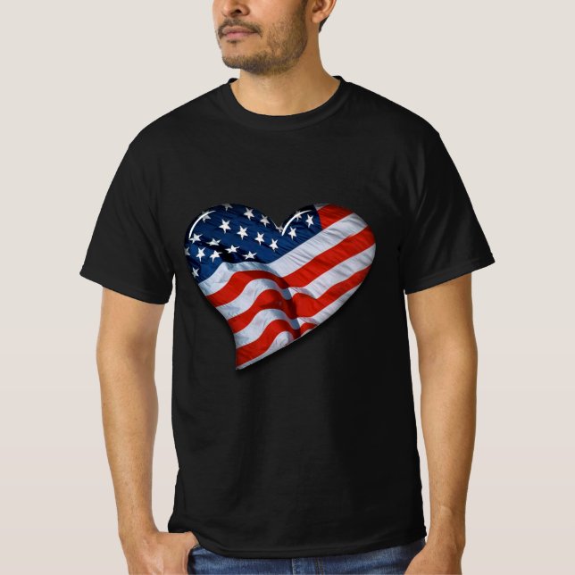 T-shirt Cœur de drapeau américain (Devant)