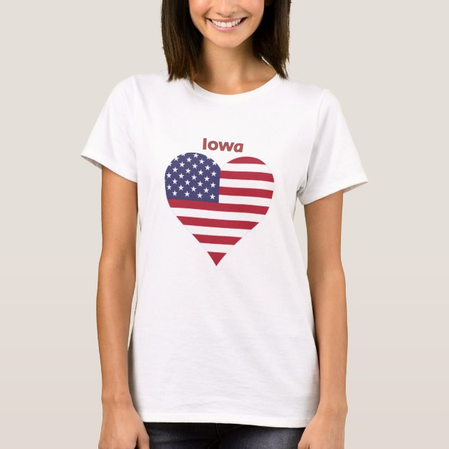 T-shirt Cœur de drapeau américain de l'Iowa (Devant)