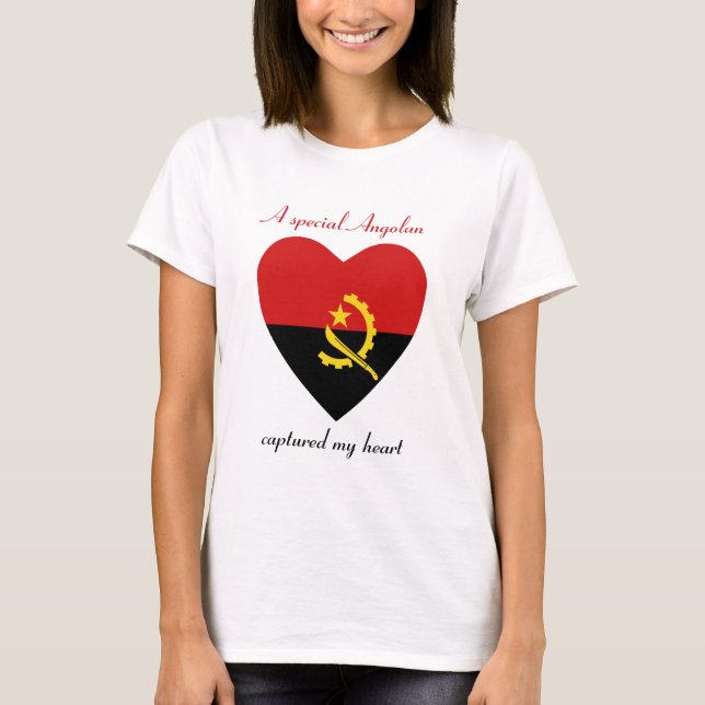 T-Shirt Cœur de Drapeau d'Angola (Devant)