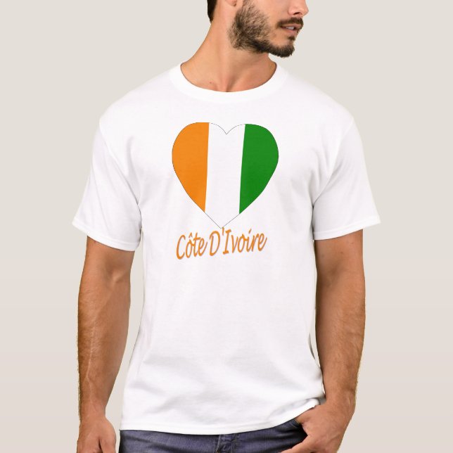 T-shirt Coeur de drapeau de Cote D'Ivoire (Devant)