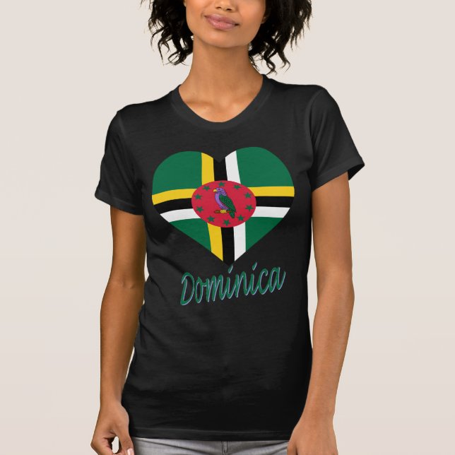 T-shirt Coeur de drapeau de la Dominique (Devant)