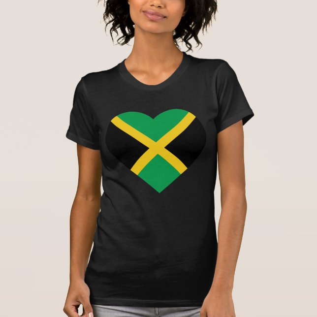 T-shirt Coeur de drapeau de la Jamaïque (Devant)