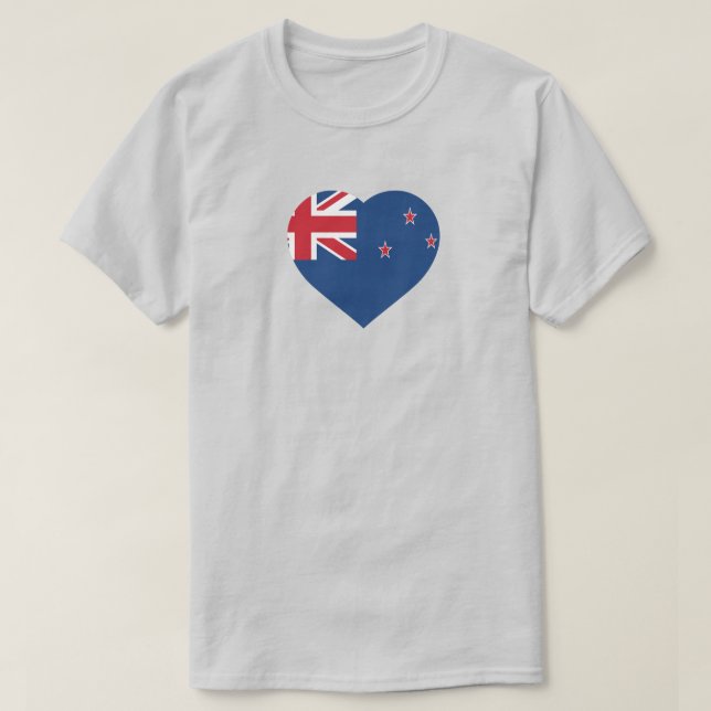 T-shirt Coeur de drapeau de la Nouvelle Zélande (Design devant)