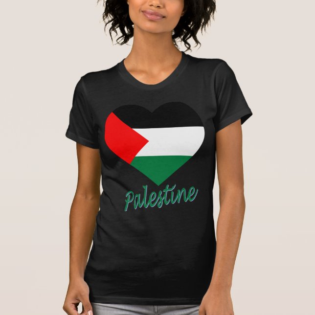 T-shirt Coeur de drapeau de la Palestine (Devant)