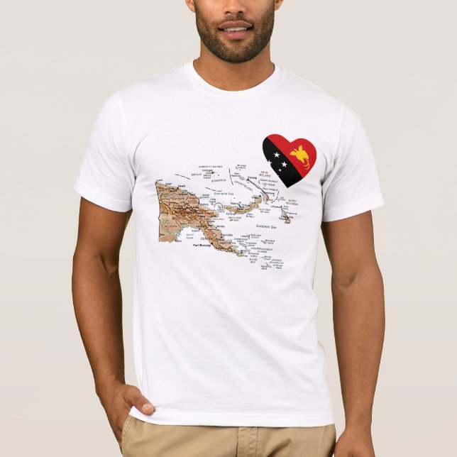 T-shirt Coeur de drapeau de la Papouasie-Nouvelle-Guinée (Devant)