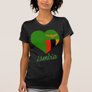 T-shirt Coeur de drapeau de la Zambie