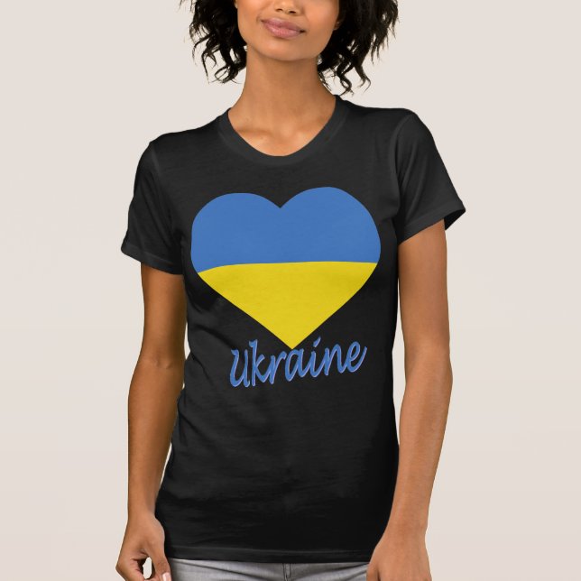 T-shirt Coeur de drapeau de l'Ukraine (Devant)