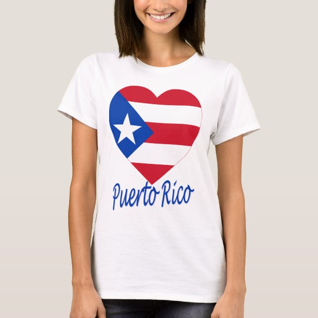 T-shirt Coeur de drapeau de Porto Rico (Devant)