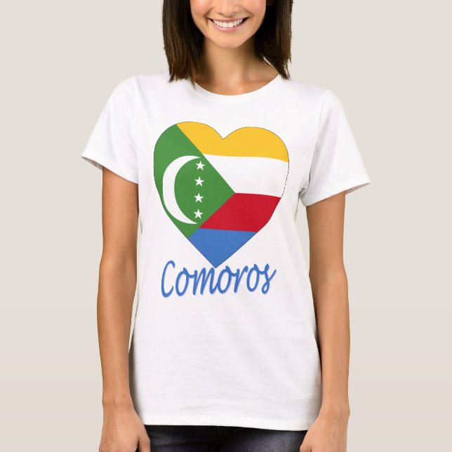 T-shirt Coeur de drapeau des Comores (Devant)