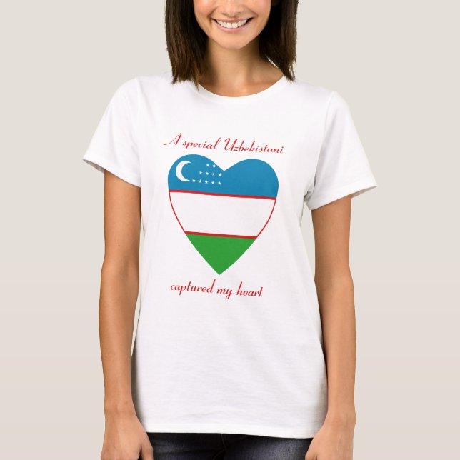 T-Shirt Cœur de Drapeau d'Ouzbékistan (Devant)