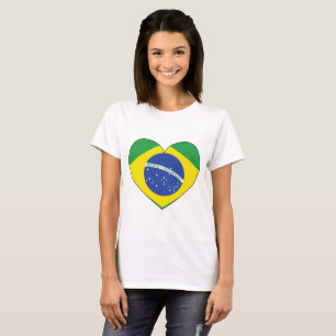 T-shirt Coeur de drapeau du Brésil
