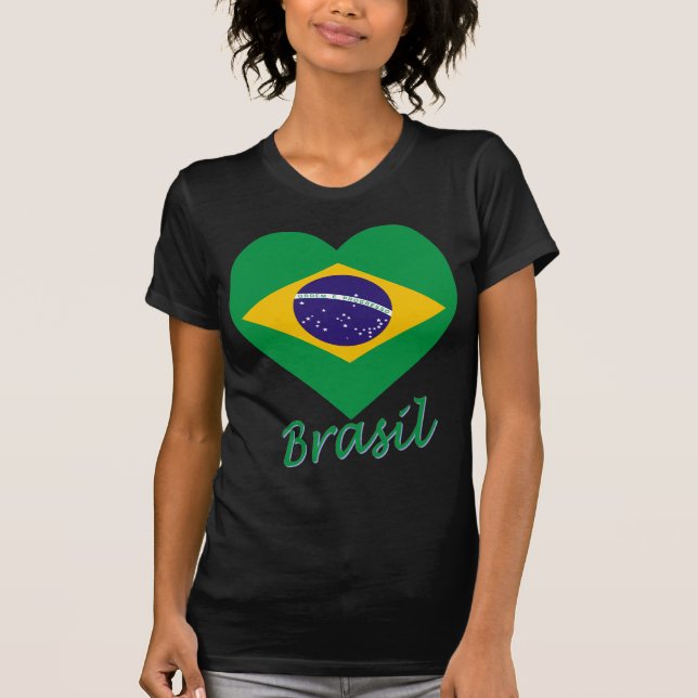 T-shirt Coeur de drapeau du Brésil (Devant)