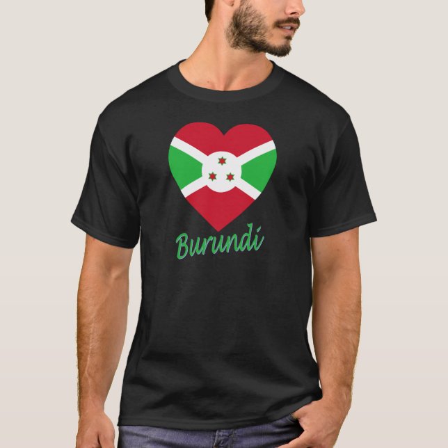 T-shirt Coeur de drapeau du Burundi (Devant)