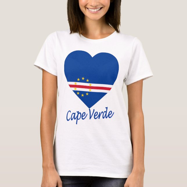 T-shirt Coeur de drapeau du Cap Vert (Devant)