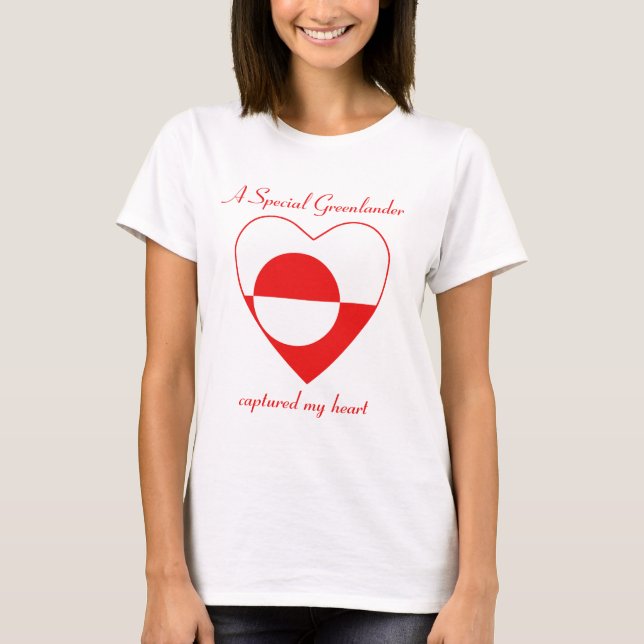 T-Shirt Cœur de Drapeau du Groenland (Devant)