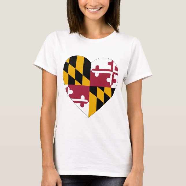 T-shirt Coeur de drapeau du Maryland (Devant)