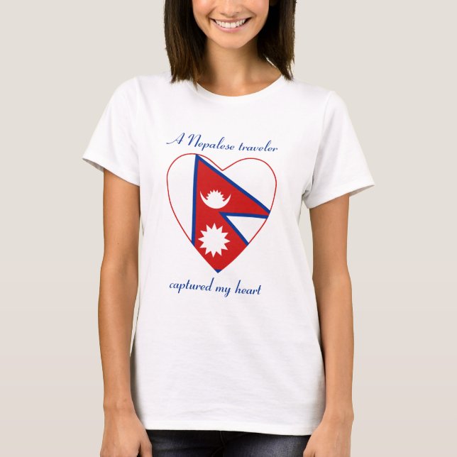 T-Shirt Cœur de Drapeau du Népal (Devant)