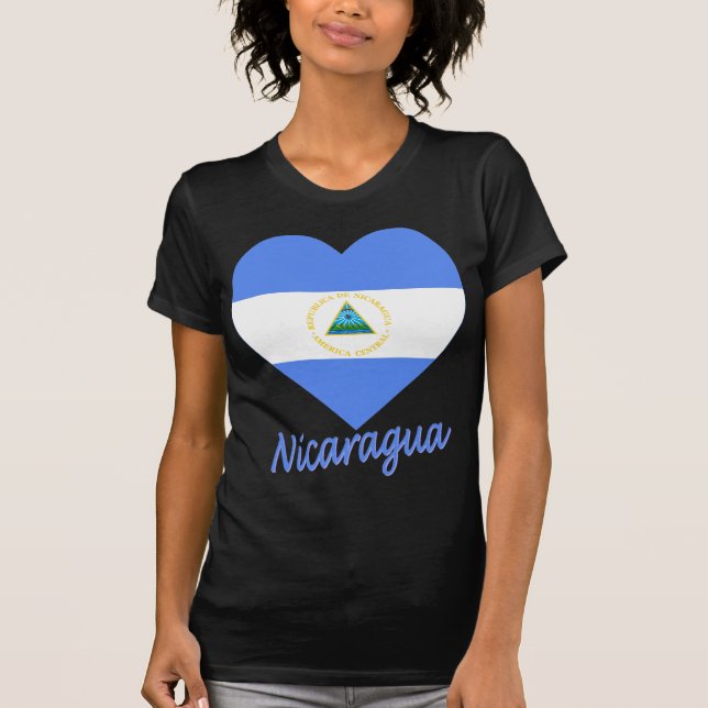 T-shirt Coeur de drapeau du Nicaragua (Devant)