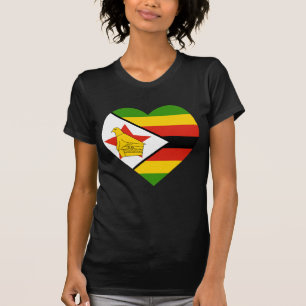 T-shirt Coeur de drapeau du Zimbabwe
