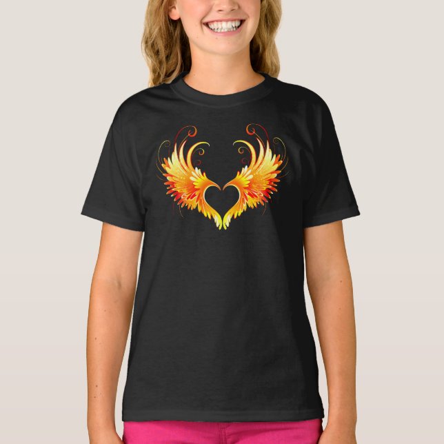 T-shirt Coeur de feu ange avec ailes (Devant)
