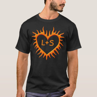 T-shirt Coeur de flamme orange