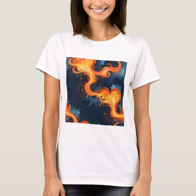 T-shirt Cœur de Flammes Feu & Cieux  (Devant)