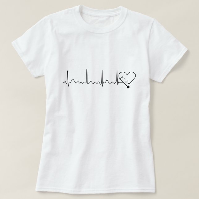 T-shirt Coeur de fréquence cardiaque Infirmière médecin St (Design devant)