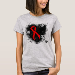 T-shirt Coeur de gravité du ruban rouge de sensibilisation