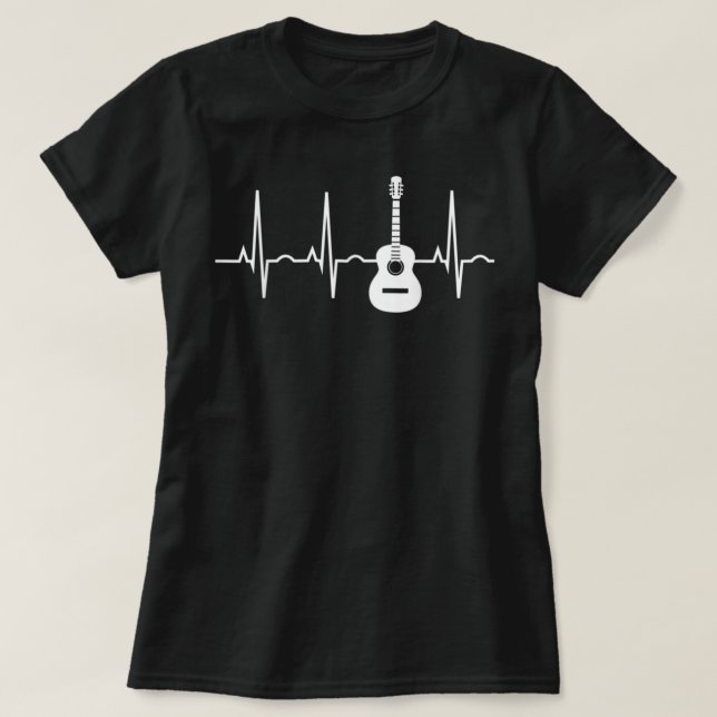 T-shirt Coeur de guitare acoustique (Design devant)