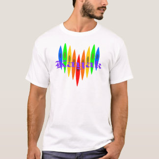 T-shirt Coeur de kayak d'arc-en-ciel