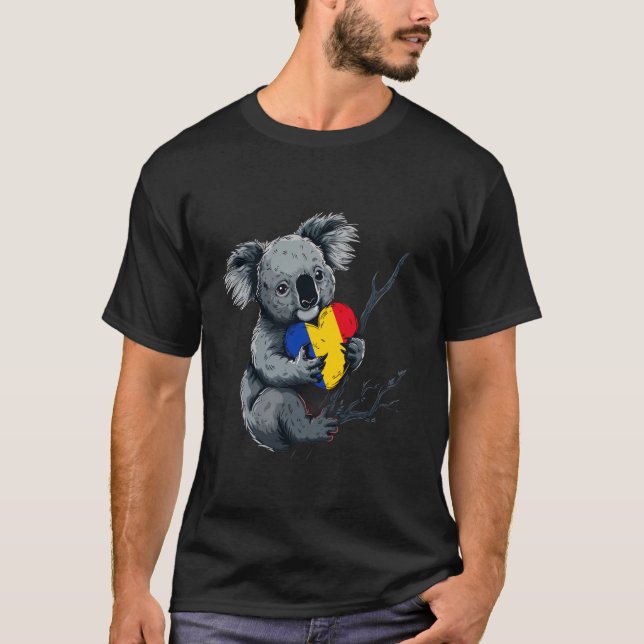 T-shirt Cœur de koala roumain Drapeau roumain Racines roum (Devant)