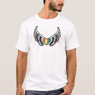 T-shirt Coeur de la fierté GLBT d'arc-en-ciel avec des