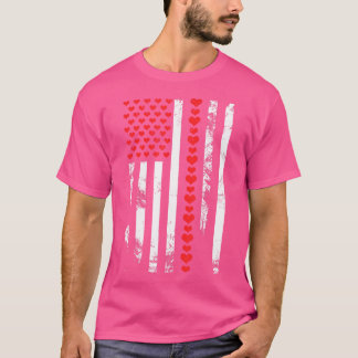 T-shirt Cœur De La Saint-Valentin Patriotique Drapeau Amér