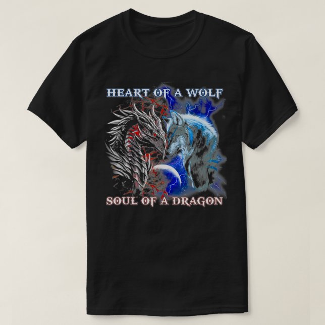 T-shirt Coeur De L'Âme De Loup D'Un Dragon Cool dragon lou (Design devant)