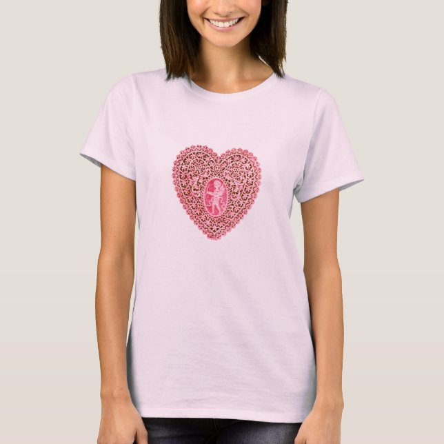 T-shirt COEUR DE LAMPE CUPIDE, Rouge Rose (Devant)