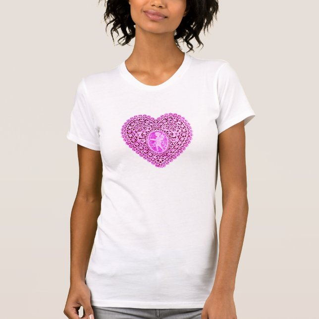 T-shirt COEUR DE LAMPE CUPIDE, Violet rose (Devant)