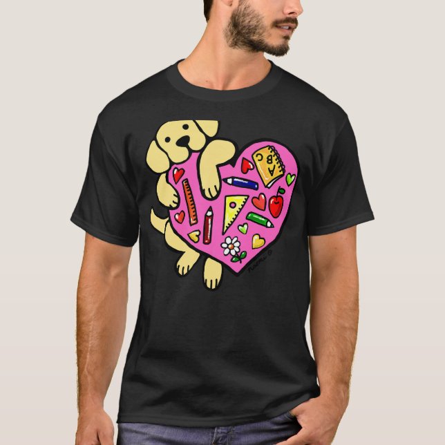 T-shirt Coeur De L'Enseignant Du Labrador Jaune (Devant)