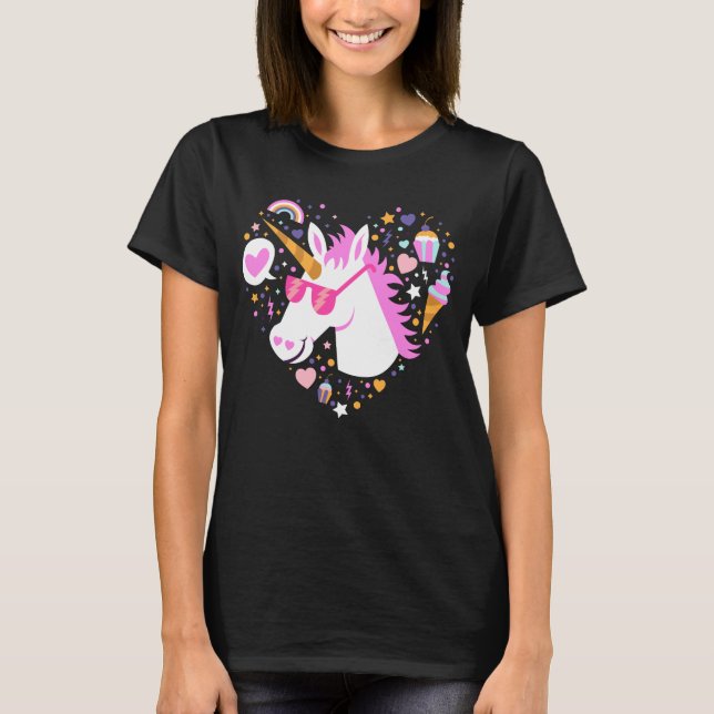 T-shirt Coeur de licorne (Devant)