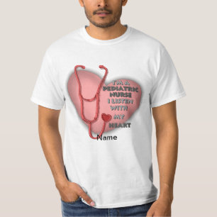 T-shirt Coeur de l'infirmière pédiatrique rouge