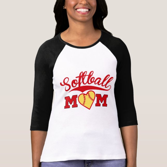 T-shirt Coeur de maman du base-ball avec le BRUISSEMENT (Devant)