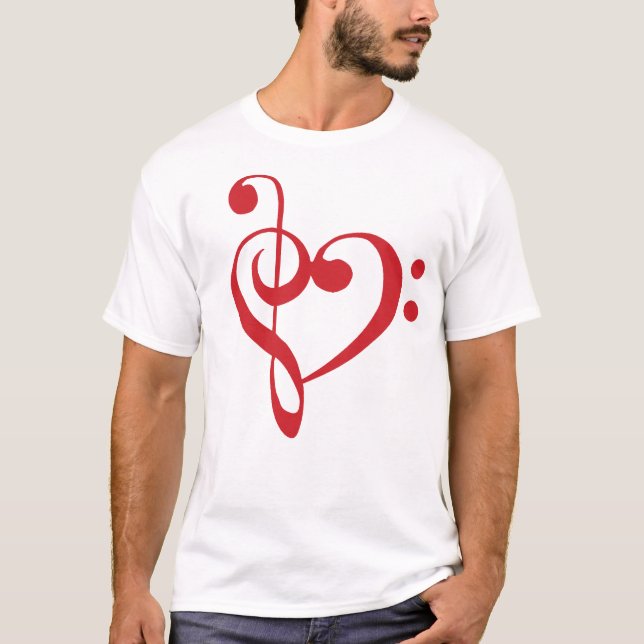T-shirt Coeur de musique Coeur de basse basse aigu - Coeur (Devant)