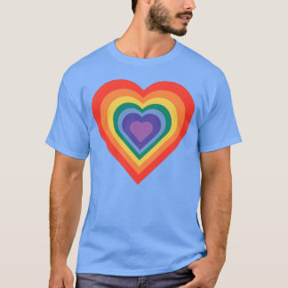 T-shirt Cœur de nidification arc-en-ciel rétro
