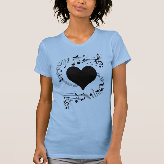 T-shirt Coeur de notes musicales (Devant)