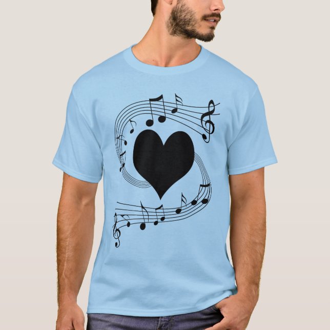 T-shirt Coeur de notes musicales (Devant)