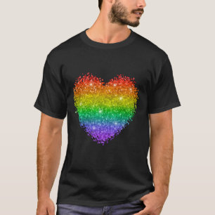 T-shirt Coeur de Parties scintillant arc-en-ciel